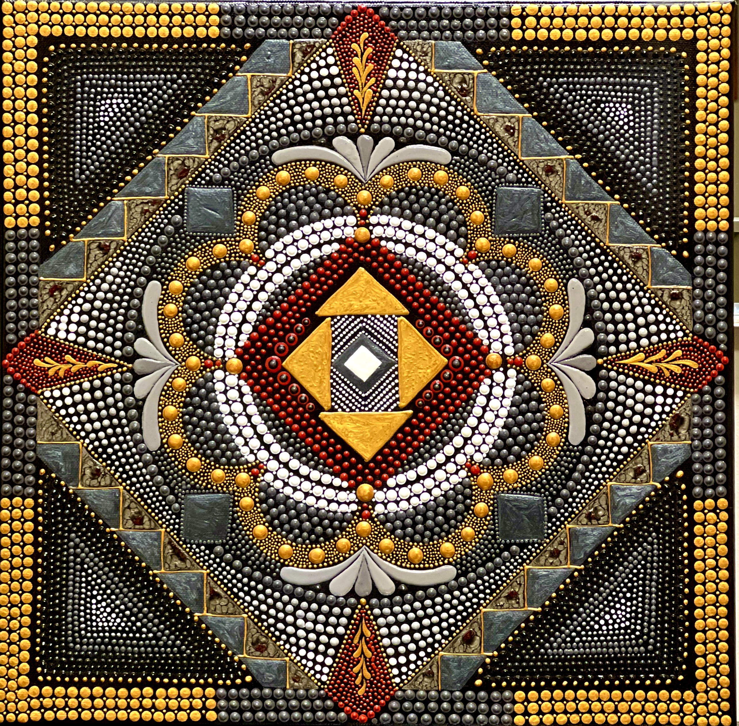 The Architect — geometric mixed media