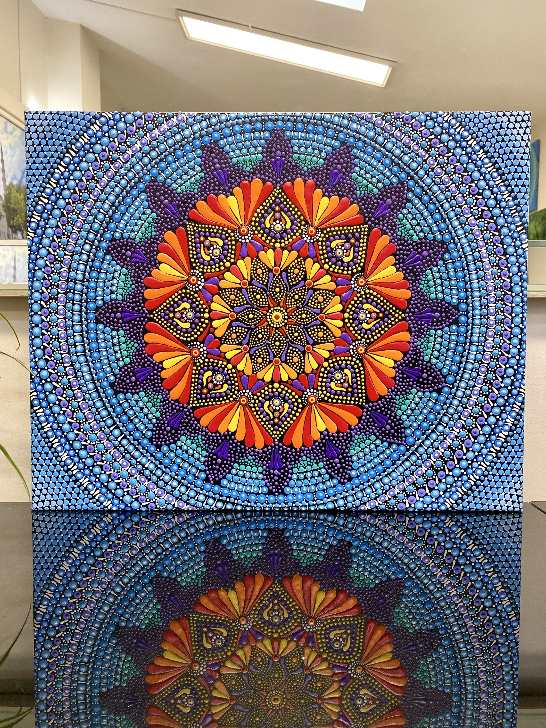Sunfire — blue and orange mandala